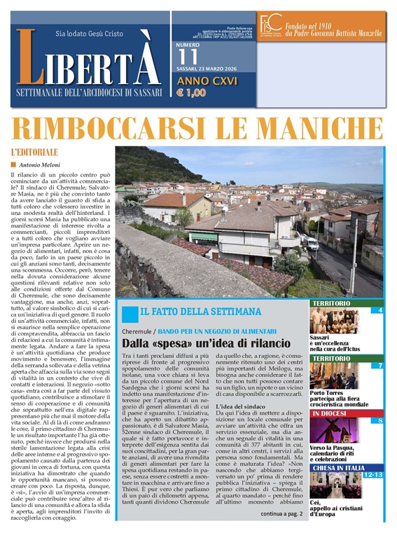 LIBERTAgrave; - Settimanale dell'Arcidiocesi di Sassari