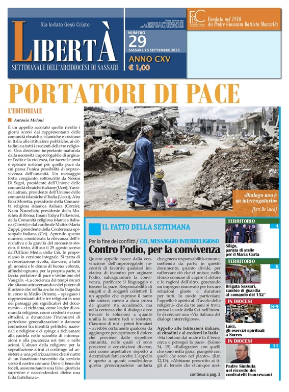 LIBERTAgrave; - Settimanale dell'Arcidiocesi di Sassari